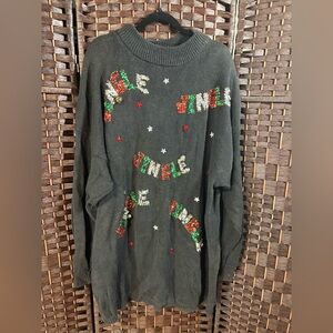 Ugly Christmas Sweater 3X – Jingle Sequin Design – Black